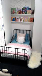 Our Toddler Bed All Ikea Products Minnen Bed Frame With Sultan Lade Slat Base Vyssa Vinka Mattress Elvilda Striped Cushion Toddler Bed Bed Frame Girl Room