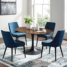 This nordic style dining room features warm brown chairs and matching dining table. Amazon Com Modway Lippa 60 Oval Shaped Mid Century Modern Dining Table With Walnut Top And Black Base Tables