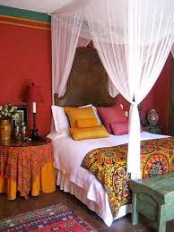 ev dekorasyon hobi yatak odasinda cibinlikler bohem tarzi yatak odasi yatak odasi turuncu bohem yatak odasi dekor