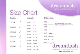 eyelash extensions size chart length thickness curl