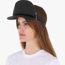 BURBERRY Black Zip Detail Visor Hat W/ Pouch Size Small NWT