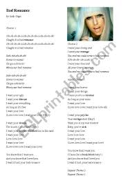 Lady Gaga Bad Romance Song Lyrics Listening Activity And Vocab Exercises Esl Worksheet By Tastybrain