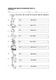 animals and habitats body parts esl worksheet by teacherdiana