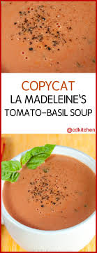 A Copycat Version Of La Madeleine S Popular Tomato Soup Made With Fresh Tomatoes Tomato Juice Fresh Tomato Basil Soup Tomato Basil Soup Recipe Basil Recipes