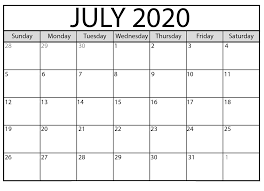 Ideal for use as a school calendar, church calendar, personal planner, scheduling reference, etc. Free Printable July 2020 Calendar Template Download Now