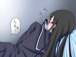 isayama yomi, tsuchimiya kagura, ga-rei, ga-rei zero, translation request,  00s, 1girl, black hair, blush, cellphone, cushion, female focus, female  masturbation, long hair, lying, masturbation, phone, pillow, school  uniform, serafuku, short hair, solo,