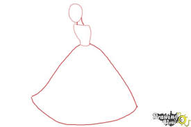 Draw two curved lines extending from the face, outlining the neck and upper portions of the arms. Princess Dress Drawing Step By Step Novocom Top