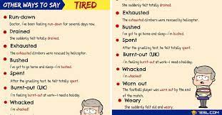Tired Synonym 14 Synonyms For Tired In English 4 English Vocabulary Other Ways To Say Learn English Vocabulary