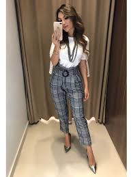 Calça Xadrez Feminina Preta E Branca Calca Xadrez Maiara Calca Xadrez Vestuario Elegante Ideias Fashion