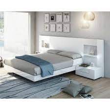 contemporary kingsize bed in high gloss and matt white with optional 2 drawer bedside cabinets bedroom bed design modern bed bed furniture design