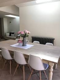 Wipe lime wax onto the wood using a cheesecloth. Makeover A Dining Table Made From Scaffold Boards Roses And Rolltops