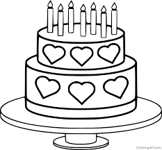 321 coloring pagesfree illustrations to print and color. Birthday Cake With Heart Patterns Coloring Page Coloringall