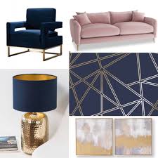 The mostly gray and blue living room color scheme reminds of stormy ocean waves. My Blush Pink Navy Gold Living Room Idea Gold Living Room Decor Blue Living Room Decor Gold Living Room