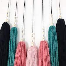 Perle Finition Details Jolie Bois Colors Deco Rose Bleu Black Laine Pompo Tassel Necklace Crafts Color
