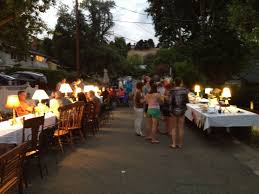 A Gathering Of Neighbors And Friends Out On Our Street Communal Table Decorations Inviting