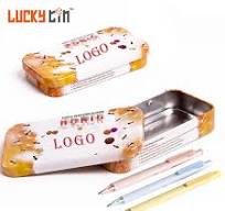 Factory Custom Vintage Tin Stationeries Storage Container Rectangle Shape  Kids School Metal School Simple Pencil Case
