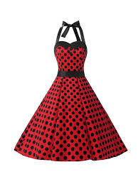 Chic Halter Sleeveless Short Polka Dot Vintage Dress Dressystar Com Vintage Polka Dot Dress Cocktail Dress Prom Retro Cocktail Dress