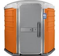 PolyJohn SA1-1011 We'll Care III Orange Wheelchair Accessible Portable Restroom - Assembled