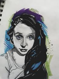 Pencil, prismic markers and ink