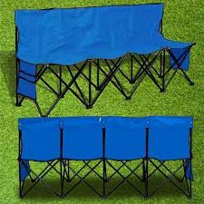 Yaheetech 4 Seats Portable Folding Bench For Camping Bench Chairs With Backrest Blue Folding Bench Chair Bench Seating