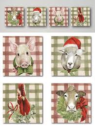 Holiday Farm Animal Wall Art Animal Wall Art Christmas Farm Farmhouse Christmas Decor