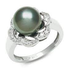 Sterling Silver 9 10mm Tahitian Black Pearl And Cubic Zirconian Ring Joy De Mer Http Www Am Pearl Engagement Ring Unusual Engagement Rings Pearl Wedding Ring