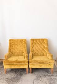 The Goldberg S Yellow Chairs Velvet Chairs Living Room Vintage Velvet Chairs Velvet Wingback Chair
