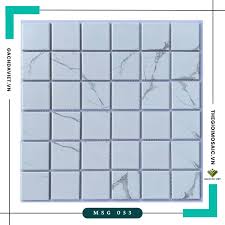 Gạch mosaic gốm trơn màu trắng vân mây KT 48x48 MSG 053 - Thế Giới Mosaic