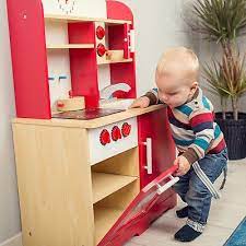 Cucina Per Bambini Gioco Giocattolo In Legno Rosso 60x30x91 Cm Nuovo Kids Room Wooden Toys Toys