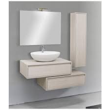 Mobile bagno sospeso 70 cm think color travertino con specchio e lavabo in ceramica. Global Trade Mobile Bagno Con Colonna E Lavabo Appoggio Linea Deep 90 Cm Global Trade Cod Deep90 A 00 Eprice