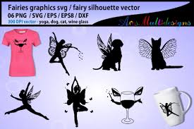 Download 16,875 christmas tree free vectors. Fairy Silhouette Fairies Fairy Svg Eps Png Dxf Fairies Silhoutte Dog Cat Winge Glass N More 77774 Illustrations Design Bundles