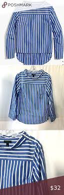 J Crew Striped Funnelneck Top In Poplin Cotton Striped Tops J Crew