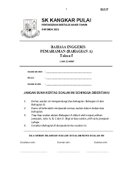 Soalan Akhir Tahun Tahun 5 Bahasa Inggeris Pemahaman 2015