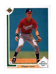 1990 classic series iii chipper jones rookie card #t92. 1991 Upper Deck Chipper Jones Atlanta Braves 55 Baseball Card For Sale Online Ebay