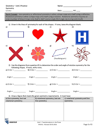 Registration on or use of this site constitutes acceptance of our terms of service. Geometry Unit 2 Practice Name Symmetry
