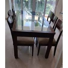 Vecelo dining table sets, glass table with 4 chairs metal kitchen room furniture 5 pcs (black). Dark Brown Wooden Glass Wooden Dining Table Set Size 5 5 Ft X 2 5 Ft For Home Rs 59500 Set Id 21039547273