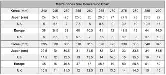 Mens Shoe Size Chart Shoe Size Chart Korean Shoes Size