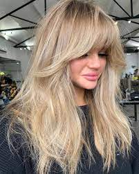 Ebingoo blonde wig 16 inches platinum bob wig 613 bob wig straight short bob with bangs blonde hair for women wig for party daily wear cosplay for cosplay. Long Hair With Bangs 38 Best Examples For 2021