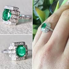 Bague Ancienne Epoque Art Deco En Platine Emeraude Et Diamants Www Bijouxanciensparis Com Vintage Jewels Vintage Rings Jewelry