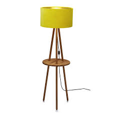 Stehleuchte Holz Eiche Mit Tisch Schirm O44cm Nicky Curry Gelb