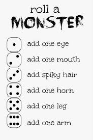 Roll A Monster Game Free Printable Monster Games Monster Activities Activities For Kids
