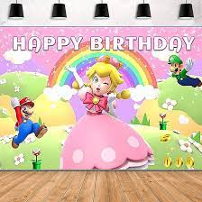 Amazon.com : Princess Peach Birthday Party Banner Decoration, Kawaii Marioo Princess  Peach Happy Birthday Party Backdrop 5 x 3Ft Photograpy Background for Kids  Girls Boys Peach Fans Birthday Party Supplies : Electronics