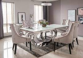 Our Beautiful Las Vegas Collection Would Make A Stunning Statement In Any Home Stunning Chr White Glass Dining Table Chrome Dining Table Rectangle Dining Table