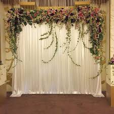 Full Stage Backdrop With Loose Flower Edging Wedding Stage Decorations Wedding Stage Backdrop Wedding Backdrop Design