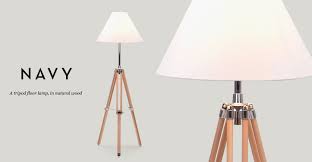 Navy Tripod Floor Lamp Natural Wood Floor Lamp Rustic Floor Lamps Tripod Lamp