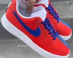 Custom Af1s Red Black Fade Etsy Nike Air Force 1s Nike Air Force Nike
