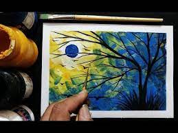 Poster Colour Landscape Painting For Beginners Step By Step Painting Tutorial Youtube Poster Color Painting Painting Painting Tutorial