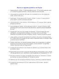 Exercicio Matematica Com Gabarito Problemas Com Fracoes Lazer