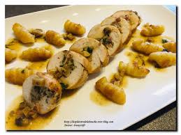 Ballottine De Volaille Farcie Aux Champignons Et Jambon Accompagnee De Gnocchis Poeles Au Beurre Les Plaisirs De La Bouche Poelees Alimentation Volaille