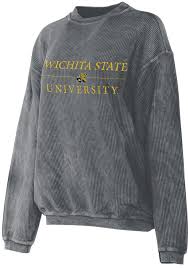 wichita state shockers womens grey corded crew sweatshirt